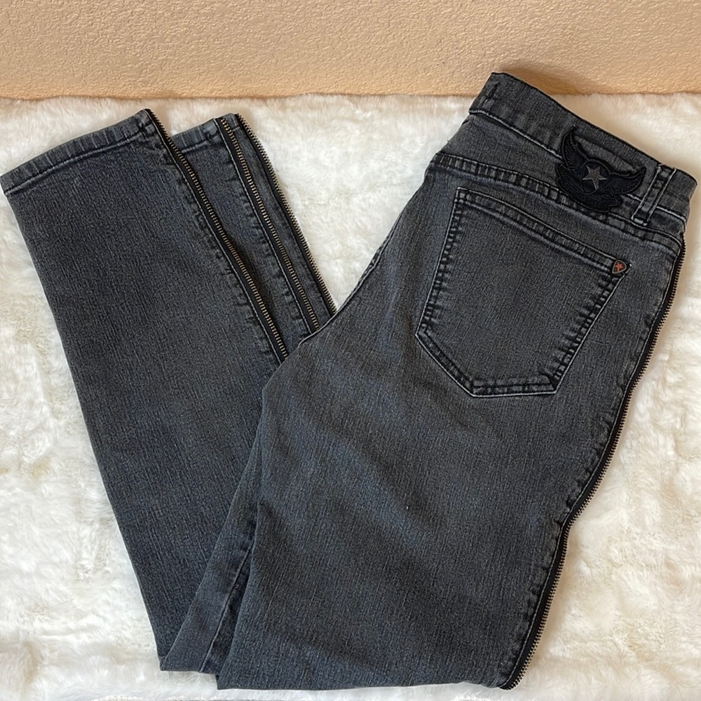 Andrew Charles black vintage wash faux zipper detail 31 jeans